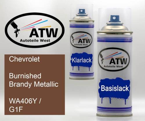 Chevrolet, Burnished Brandy Metallic, WA406Y / G1F: 400ml Sprühdose + 400ml Klarlack - Set, von ATW Autoteile West.